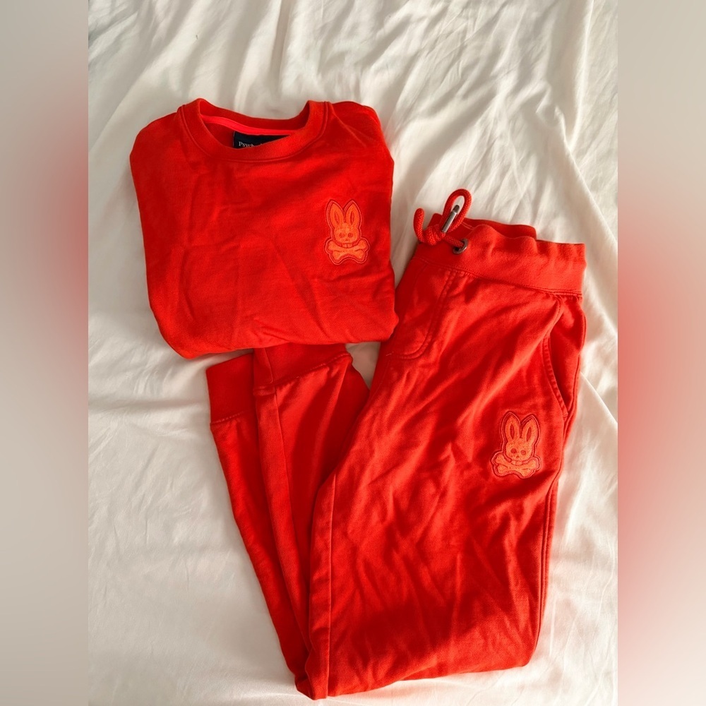 Psycho bunny orange sweatshirt sweatpants boys 10/12